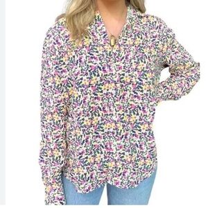 Frank & Eileen bright floral Eileen top Sz large